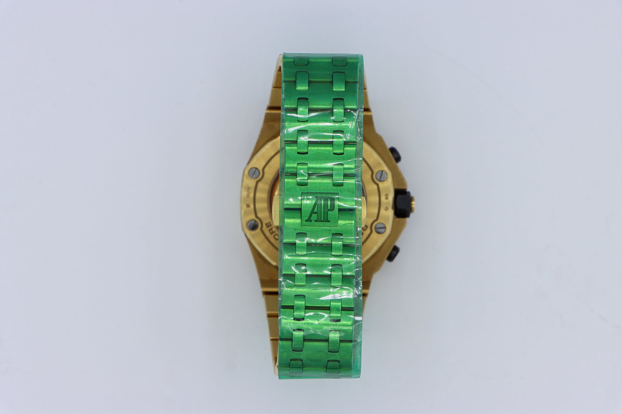 Audemars Piguet | Royal Oak Offshore Chronograph | 26470BA.OO.1000BA.01 Watch Bracelet shown with dial laying down