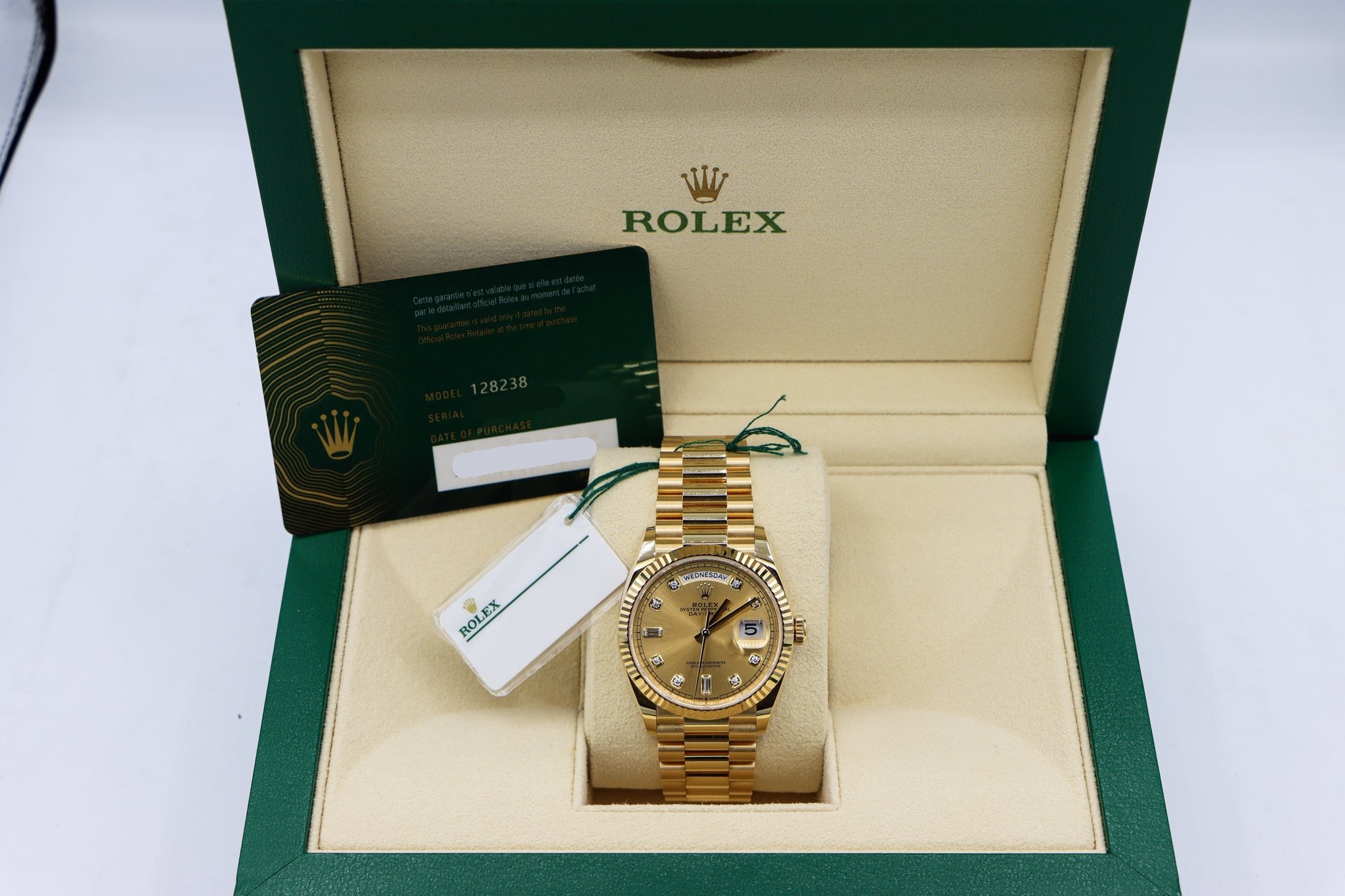 Rolex | Day-Date 36 Diamond Hour Markers | 128238 In Box
