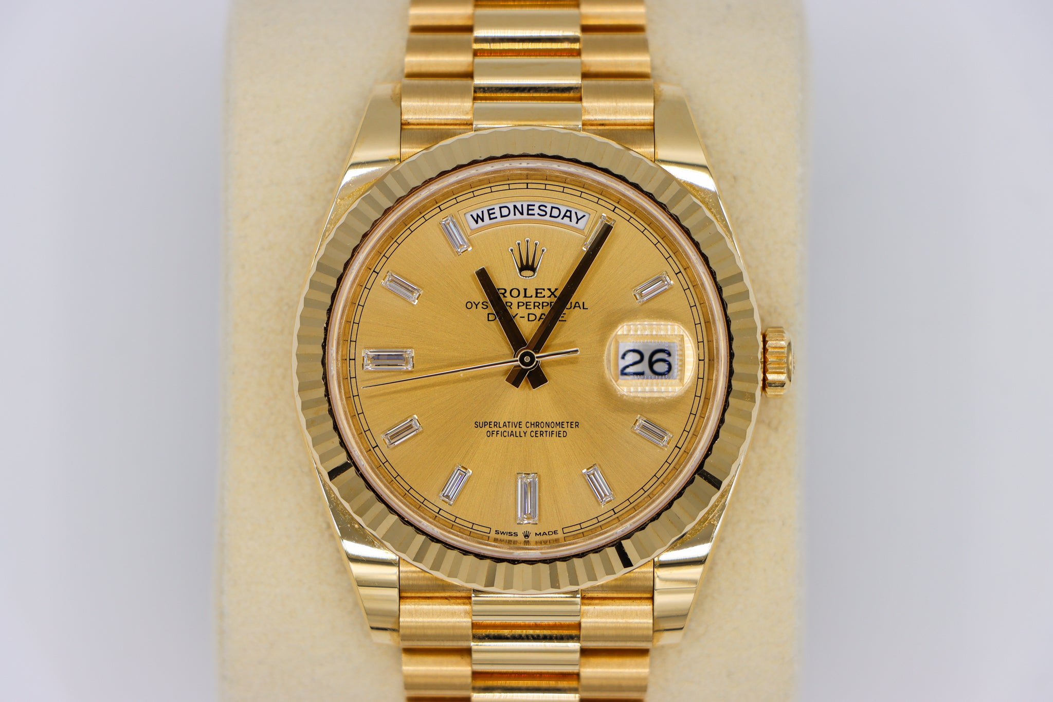 Rolex | Day-Date Baguette Hour Markers | 228238 Close Up