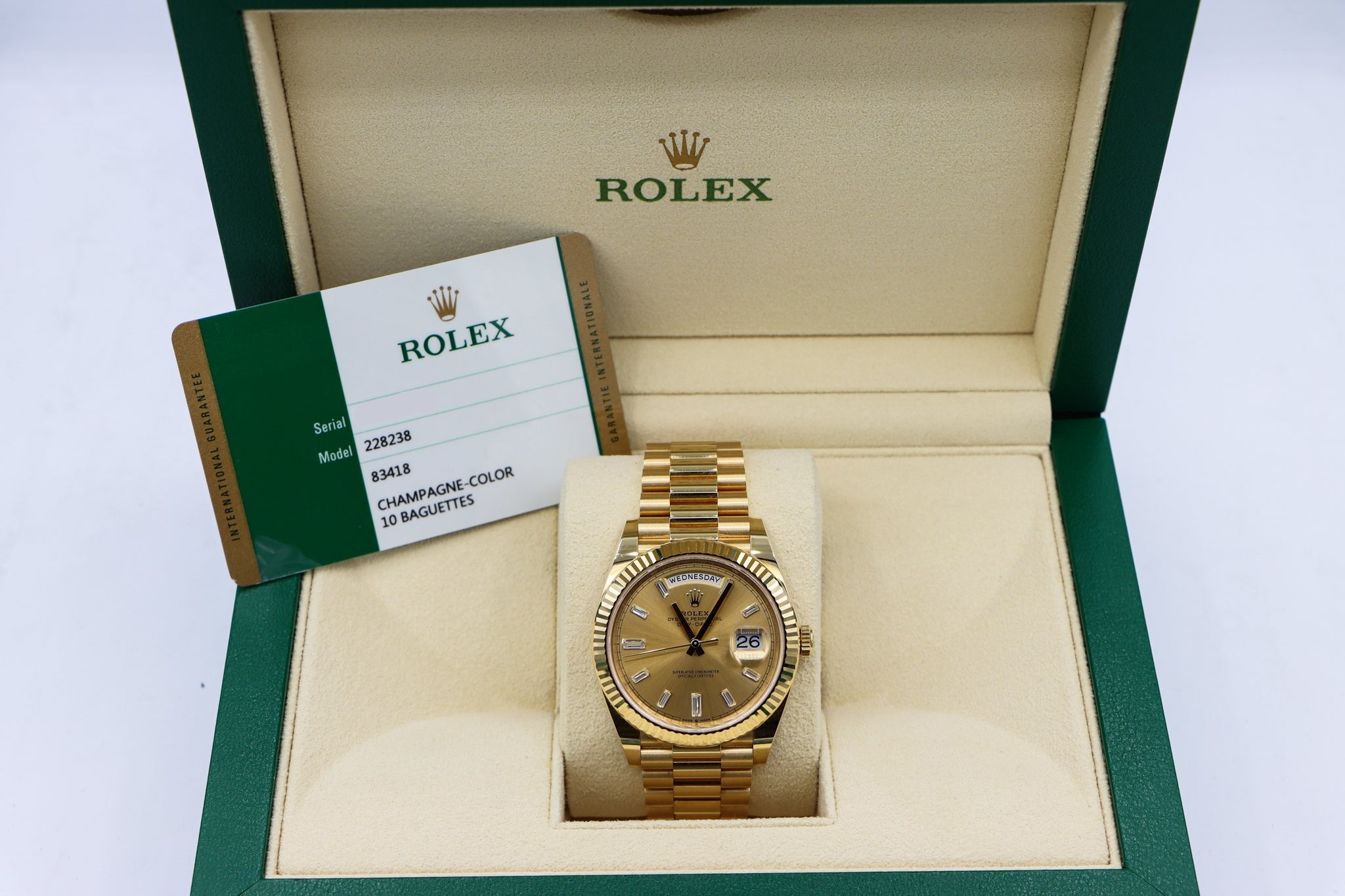Rolex | Day-Date Baguette Hour Markers | 228238 In Box