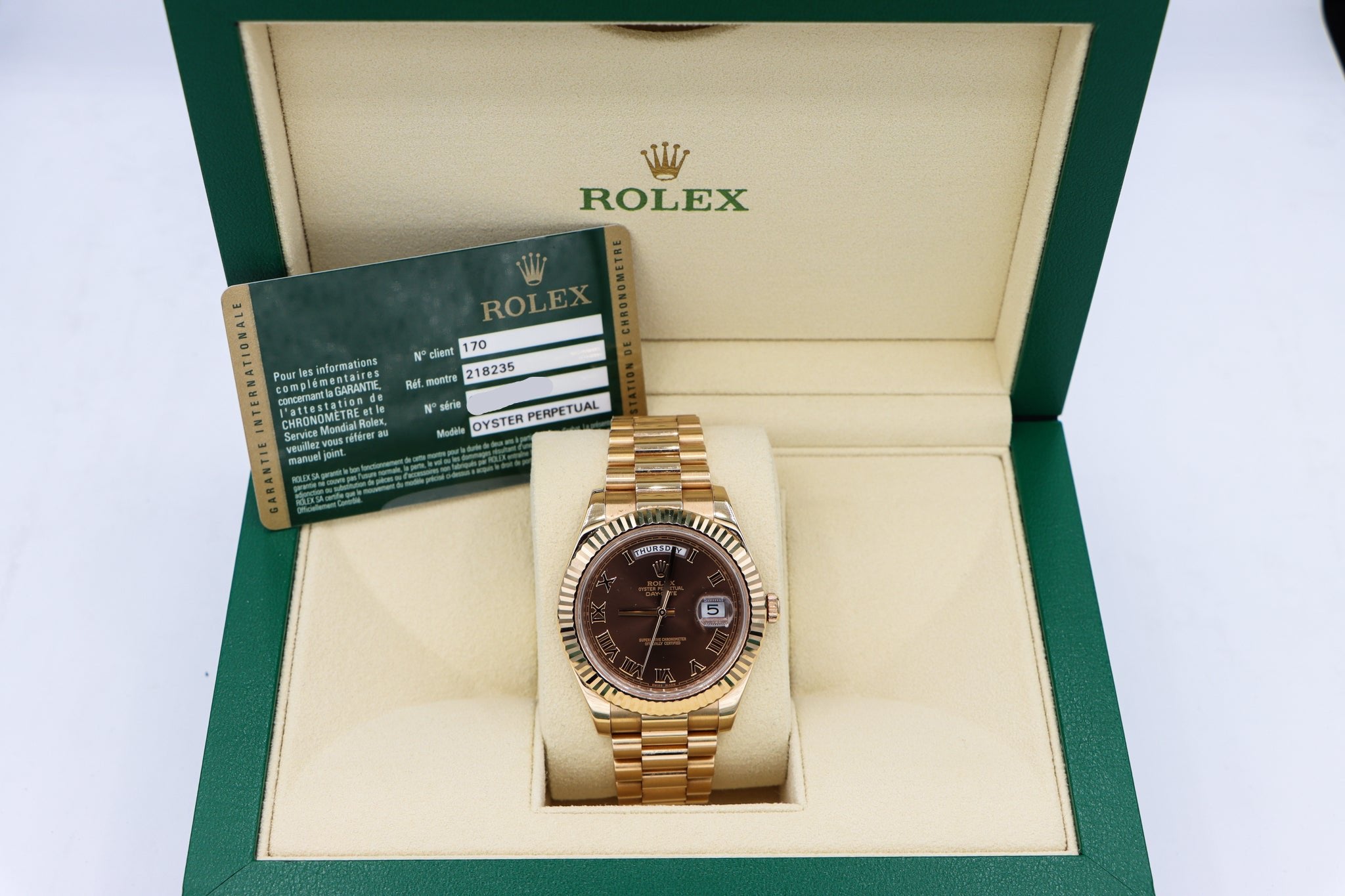 Rolex | Day-Date 41 Chocolate Roman Numeral Dial | 218235