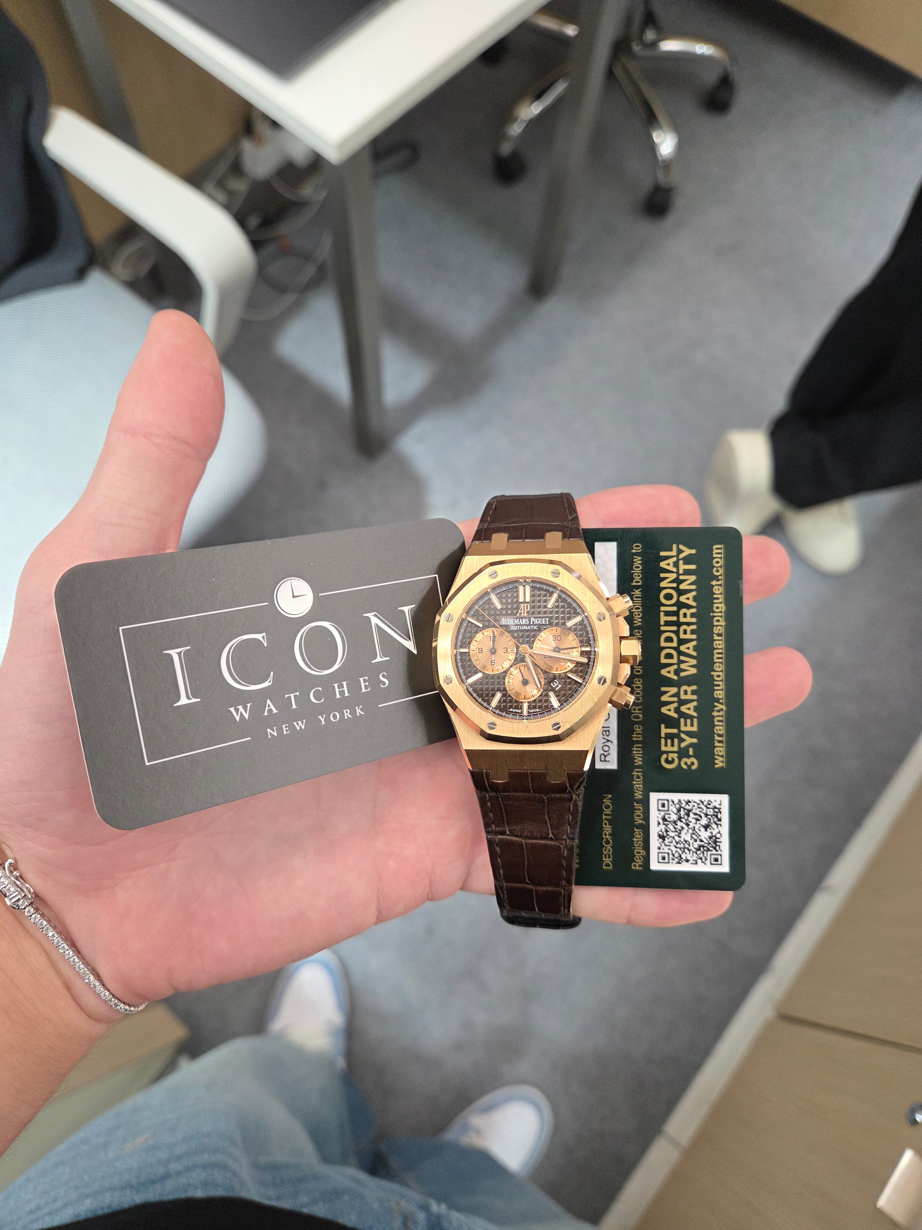 Audemars Piguet Royal Oak Chronograph 41mm – Rose Gold – Brown Dial – Rose Gold Bezel – Brown Leather Strap – 26331OR.OO.D821CR.01