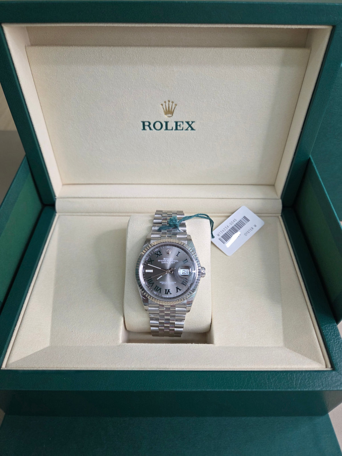 Rolex Datejust 36mm – Stainless Steel – Wimbledon Dial – Fluted Bezel – Jubilee Bracelet – 126234