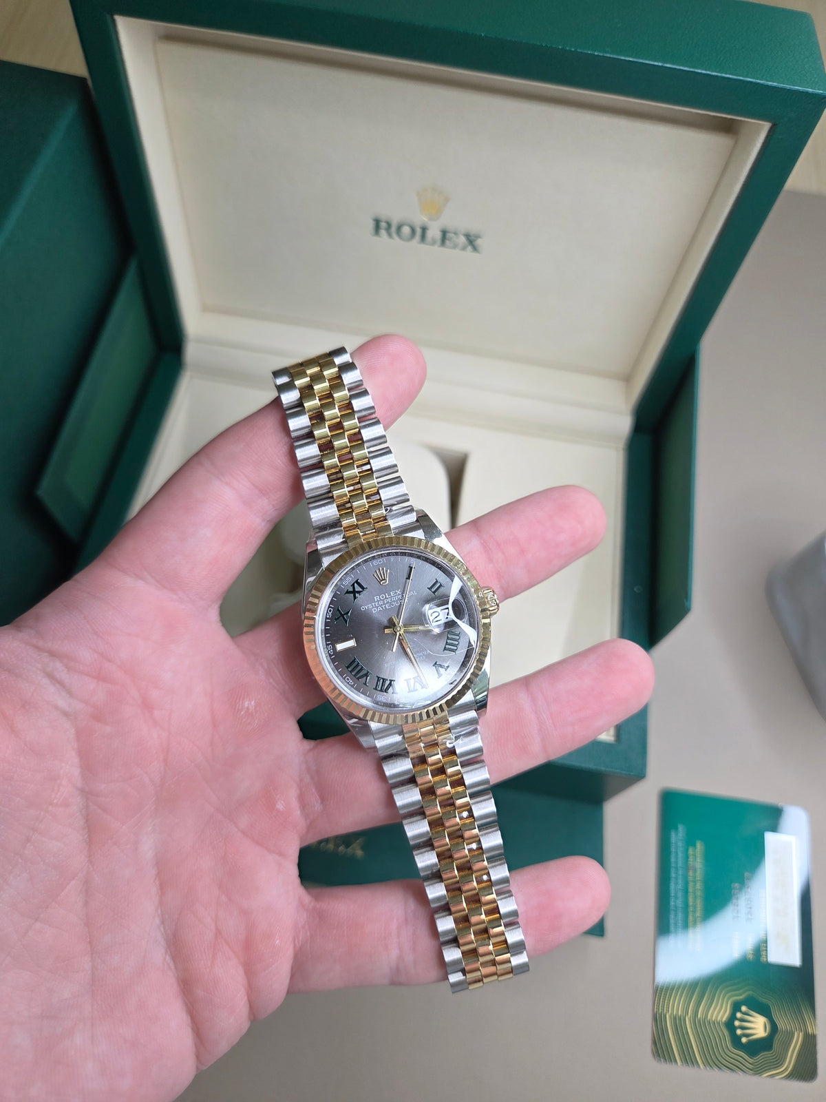 Rolex Datejust 36mm – Two-Tone Yellow Gold & Stainless Steel – Wimbledon Dial – Fluted Bezel – Jubilee Bracelet – 126233