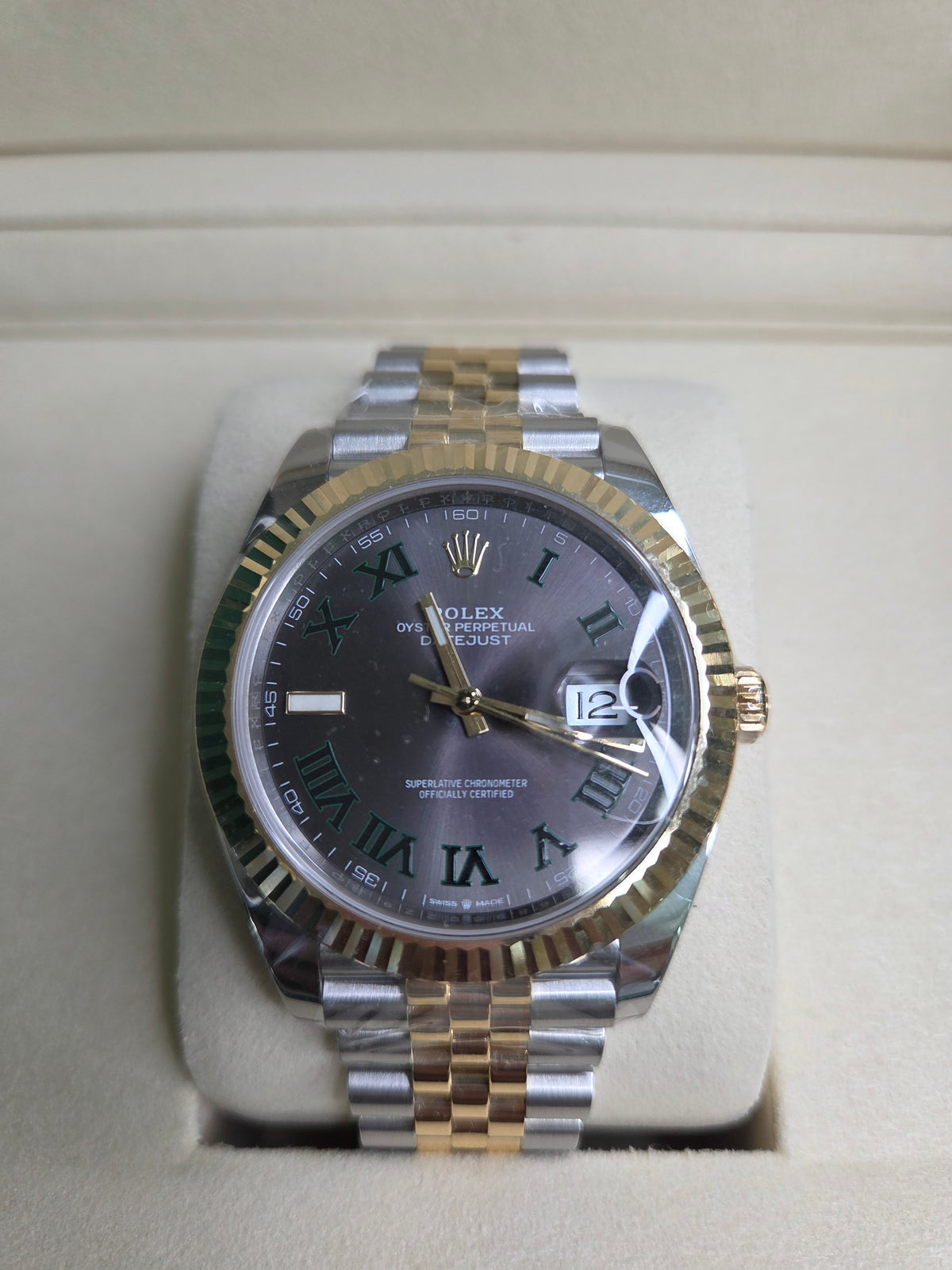 Rolex Datejust 41mm – Two-Tone Yellow Gold & Stainless Steel– Wimbledon Dial – Fluted Bezel – Jubilee Bracelet – 126333