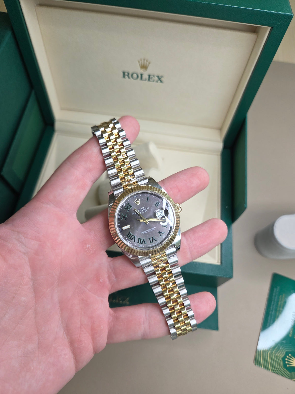 Rolex Datejust 41mm – Two-Tone Yellow Gold & Stainless Steel– Wimbledon Dial – Fluted Bezel – Jubilee Bracelet – 126333