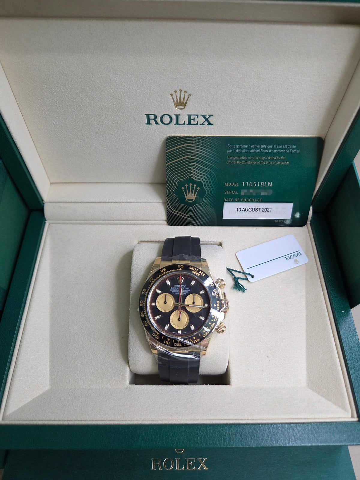 Rolex Cosmograph Daytona "Paul Newman" 40mm - Yellow Gold - Black and Yellow Index Dial - Black Ceramic Bezel - Oysterflex Strap - 116518LN