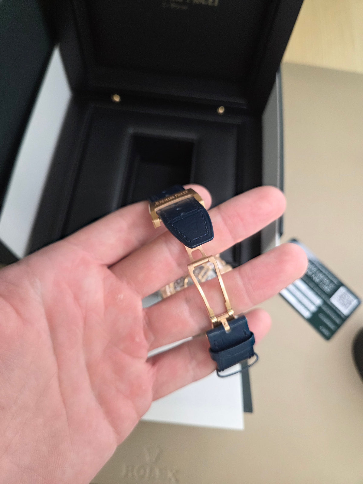 Audemars Piguet Royal Oak Chronograph 41mm – Rose Gold – Blue Grande Tapisserie Dial – Rose Gold Bezel – Blue Leather Strap – 26240OR.OO.D315CR.02