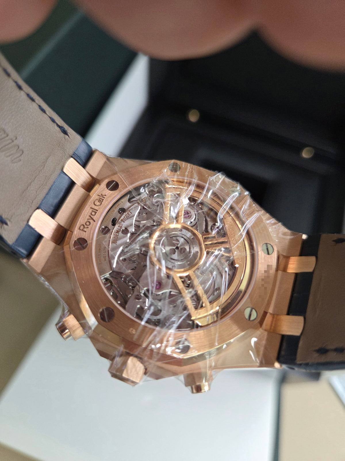 Audemars Piguet Royal Oak Chronograph 41mm – Rose Gold – Blue Grande Tapisserie Dial – Rose Gold Bezel – Blue Leather Strap – 26240OR.OO.D315CR.02