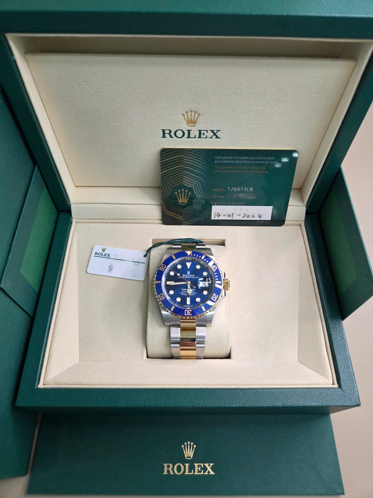 Rolex Submariner Date “Bluesy” 41mm – Two-Tone Yellow Gold & Stainless Steel – Blue Dial – Blue Ceramic Bezel – Oyster Bracelet – 126613LB