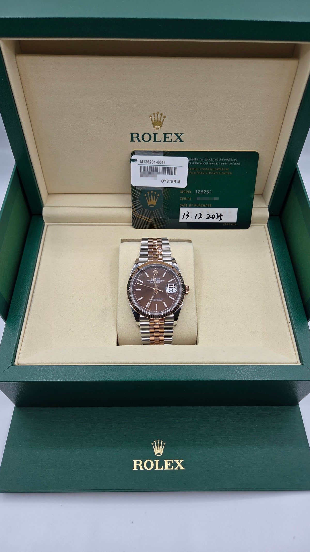 Rolex Datejust 36mm – Two-Tone Rose Gold & Stainless Steel – Chocolate Dial – Fluted Bezel – Jubilee Bracelet – 126231