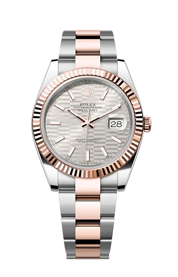Rolex Datejust 41mm – Two‑Tone Everose Gold & Oystersteel – Silver Motif Dial – Fluted Bezel – Oyster Bracelet – 126331 – 2023