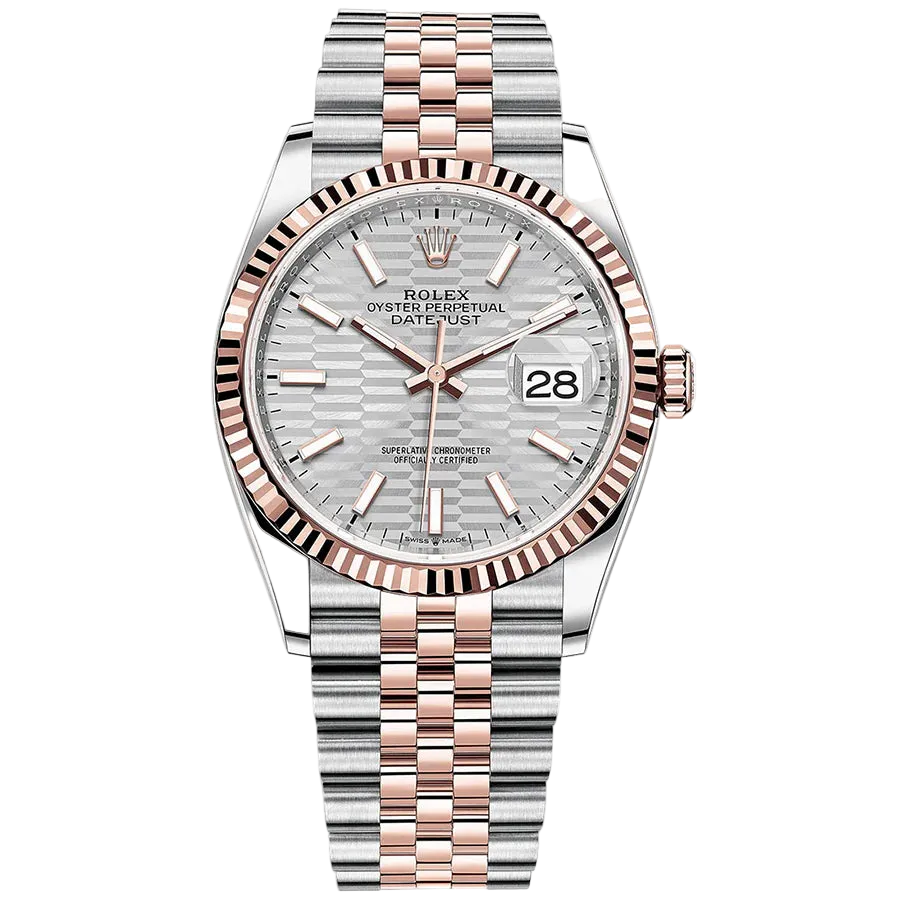 Rolex Datejust 36mm – Two‑Tone Everose Gold & Oystersteel – White Motif Dial – Fluted Bezel – Jubilee Bracelet – 126231 – 2022