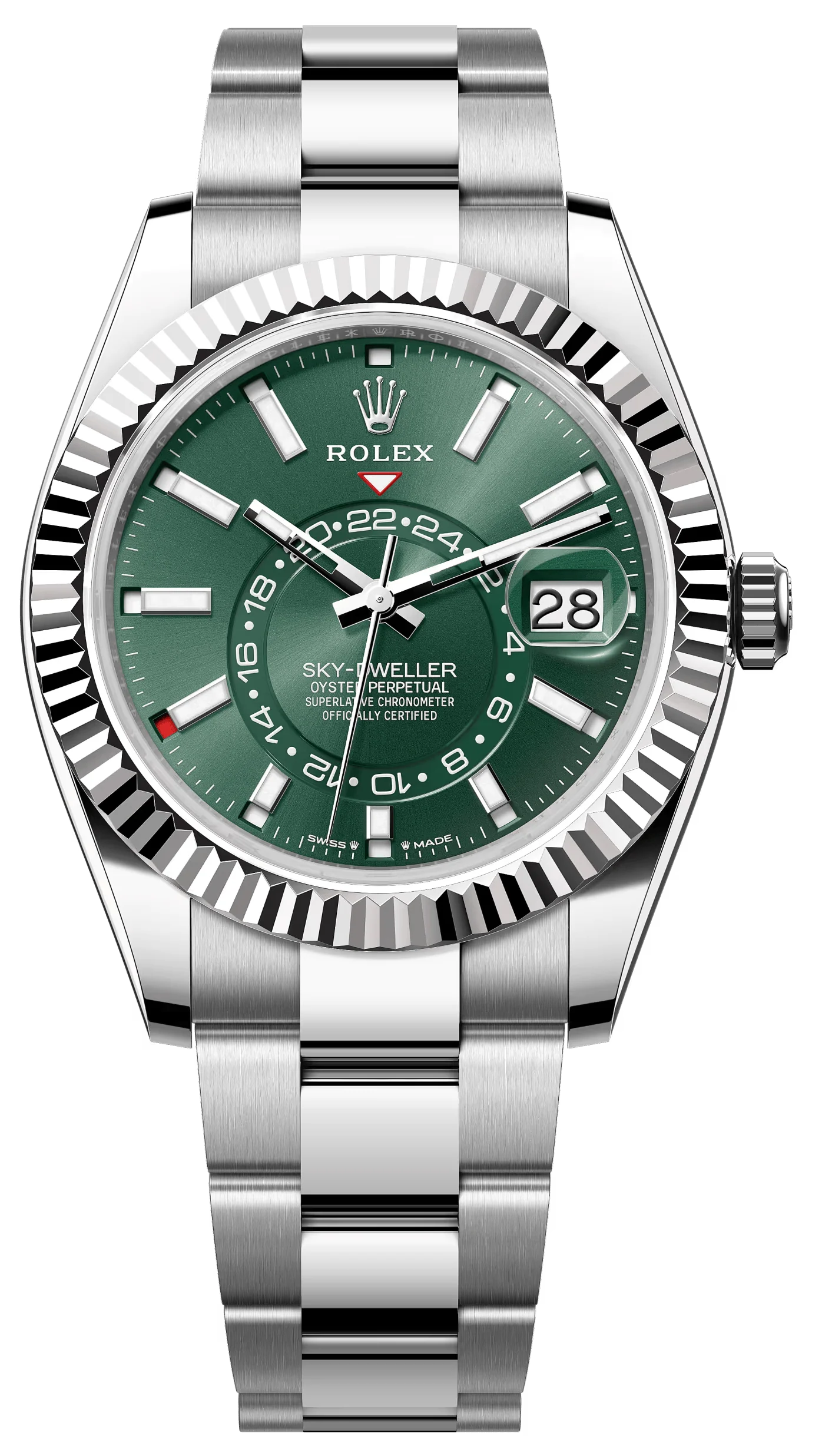 Rolex Sky-Dweller 42mm - Stainless Steel - Green Dial - Fluted Bezel - Oyster Bracelet - 336934 - 2024