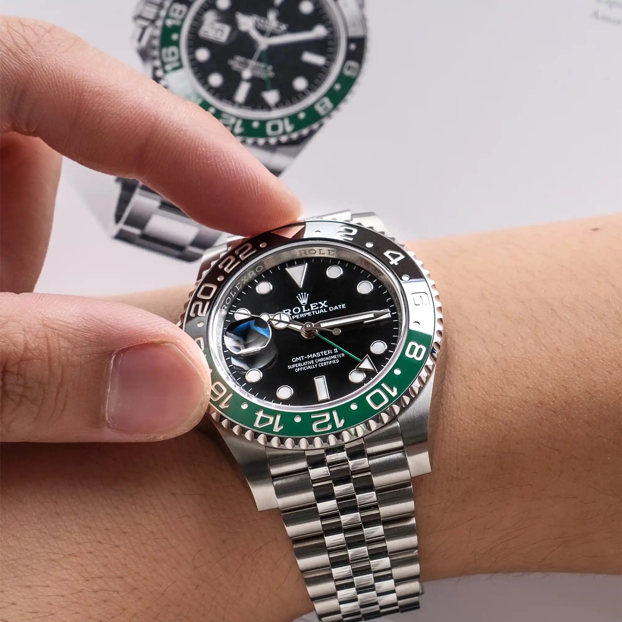 Rolex GMT-Master II "Sprite" 40mm – Stainless Steel – Black Dial – Green and Black Cerachrom Bezel – Jubilee Bracelet - 126720VTNR - 2025