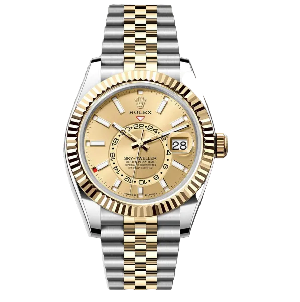 Rolex Sky-Dweller 42mm - Two-Tone Yellow Gold & Stainless Steel - Champagne Index Dial - Fluted Bezel - Jubilee Bracelet -  336933 - 2024