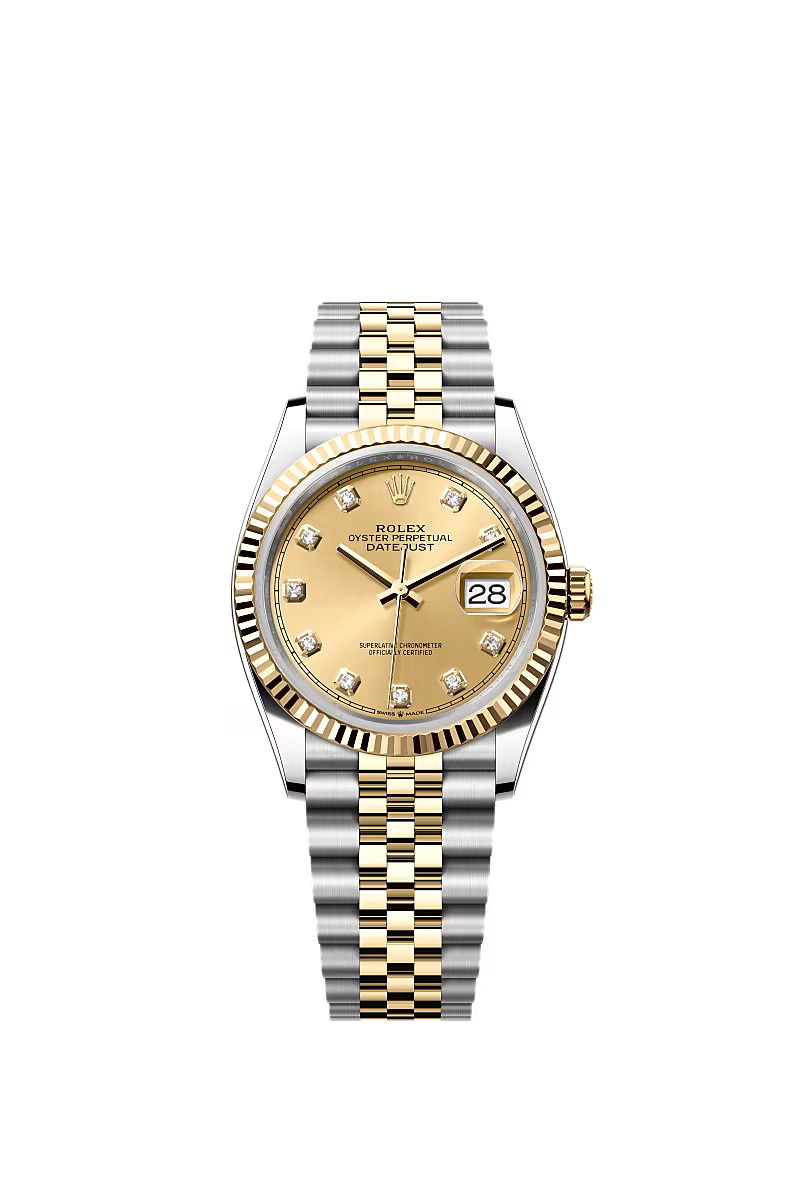 Rolex Datejust 36mm – Two‑Tone Yellow Gold & Oystersteel – Champagne Diamond Dial – Fluted Bezel – Jubilee Bracelet – 126233 – 2020