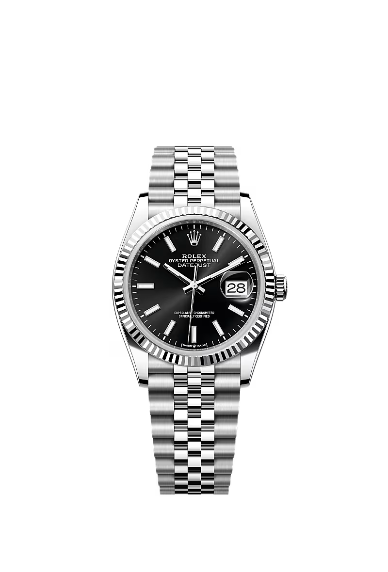 Rolex Datejust 36mm – White Gold Rolesor Case & Oystersteel – Black Dial – Fluted Bezel – Jubilee Bracelet – 126234 – 2025