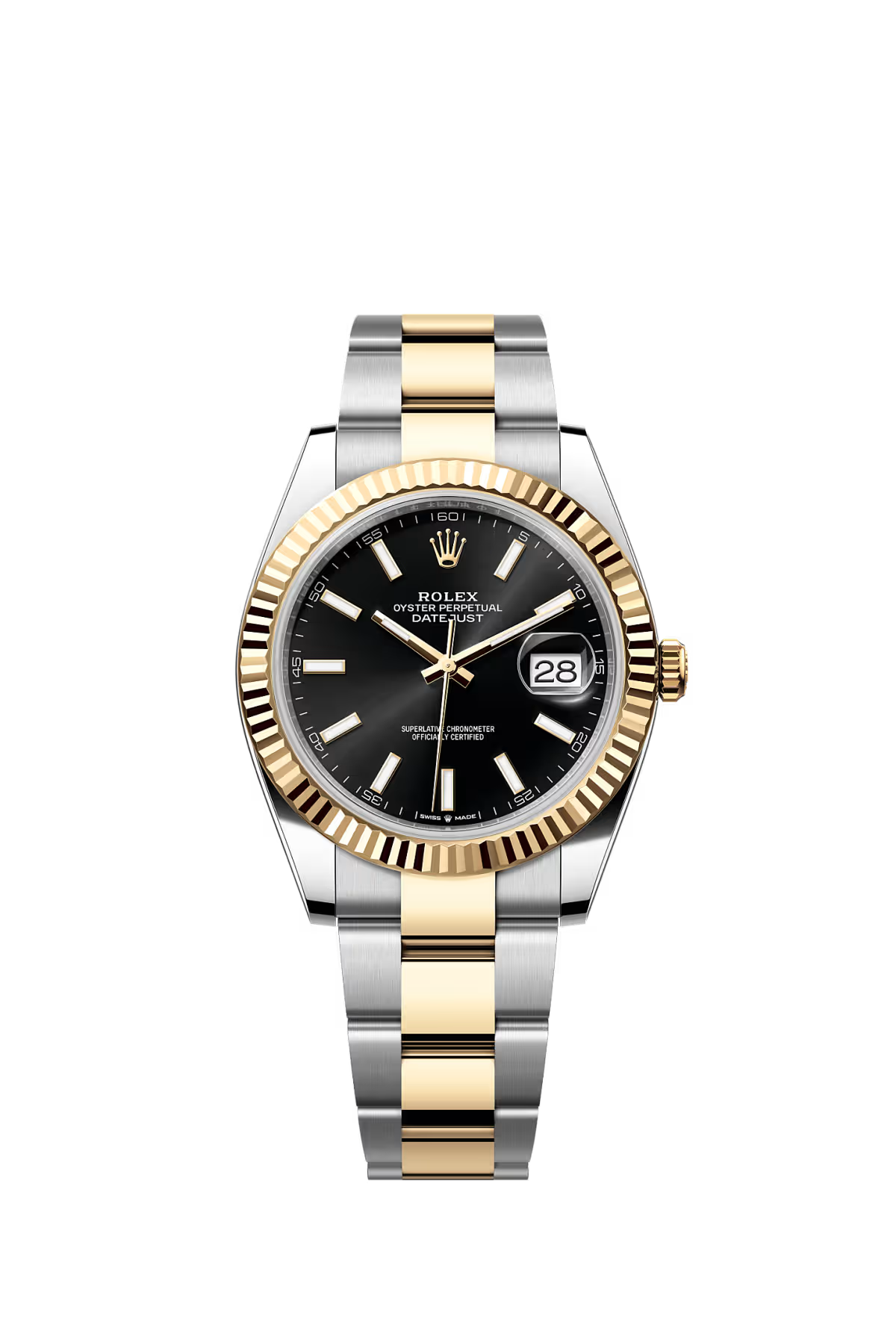 Rolex Datejust 41mm – Two-Tone Yellow Gold & Stainless Steel – Black Dial – Fluted Bezel – Oyster Bracelet – 126333