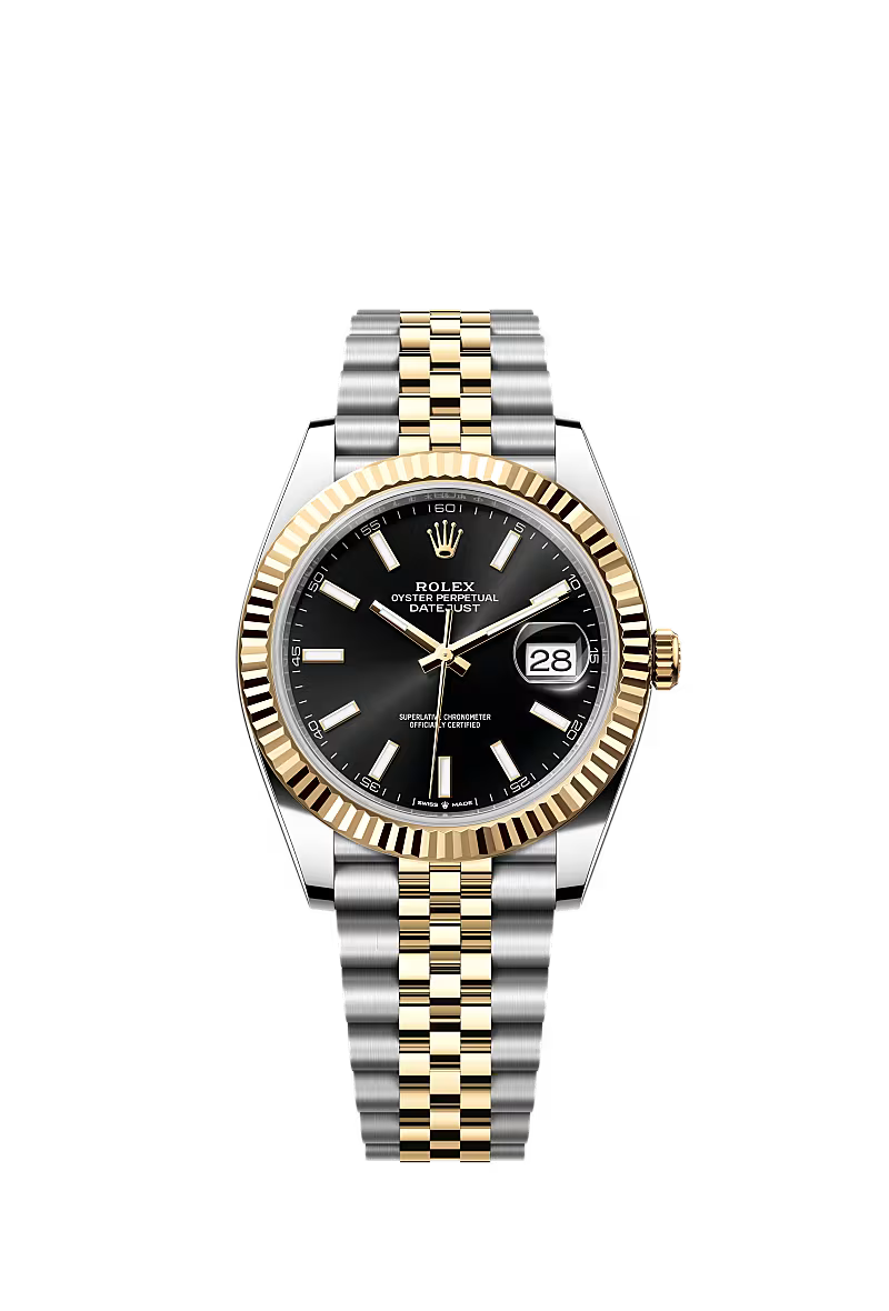 Rolex Datejust 41mm – Two-Tone Yellow Gold & Oystersteel – Black Dial – Fluted Bezel – Jubilee Bracelet – 126333 – 2025