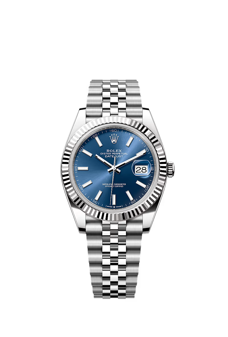 Rolex Datejust 41mm – White Gold Rolesor Case & Stainless Steel Bracelet – Blue Dial – Fluted Bezel – Jubilee Bracelet – 126334 – 2025