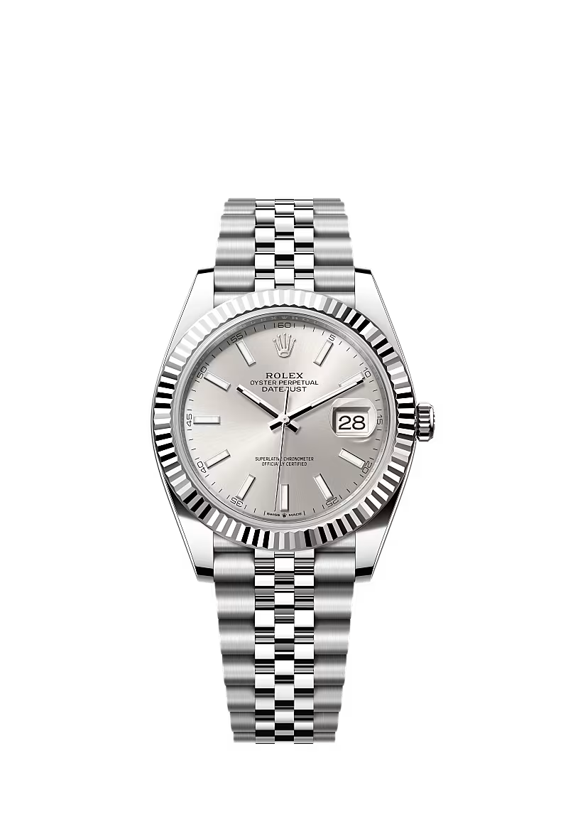 Rolex Datejust 41mm – White Gold Rolesor Case & Stainless Steel Bracelet – Silver Dial – Fluted Bezel – Jubilee Bracelet – 126334 – 2025
