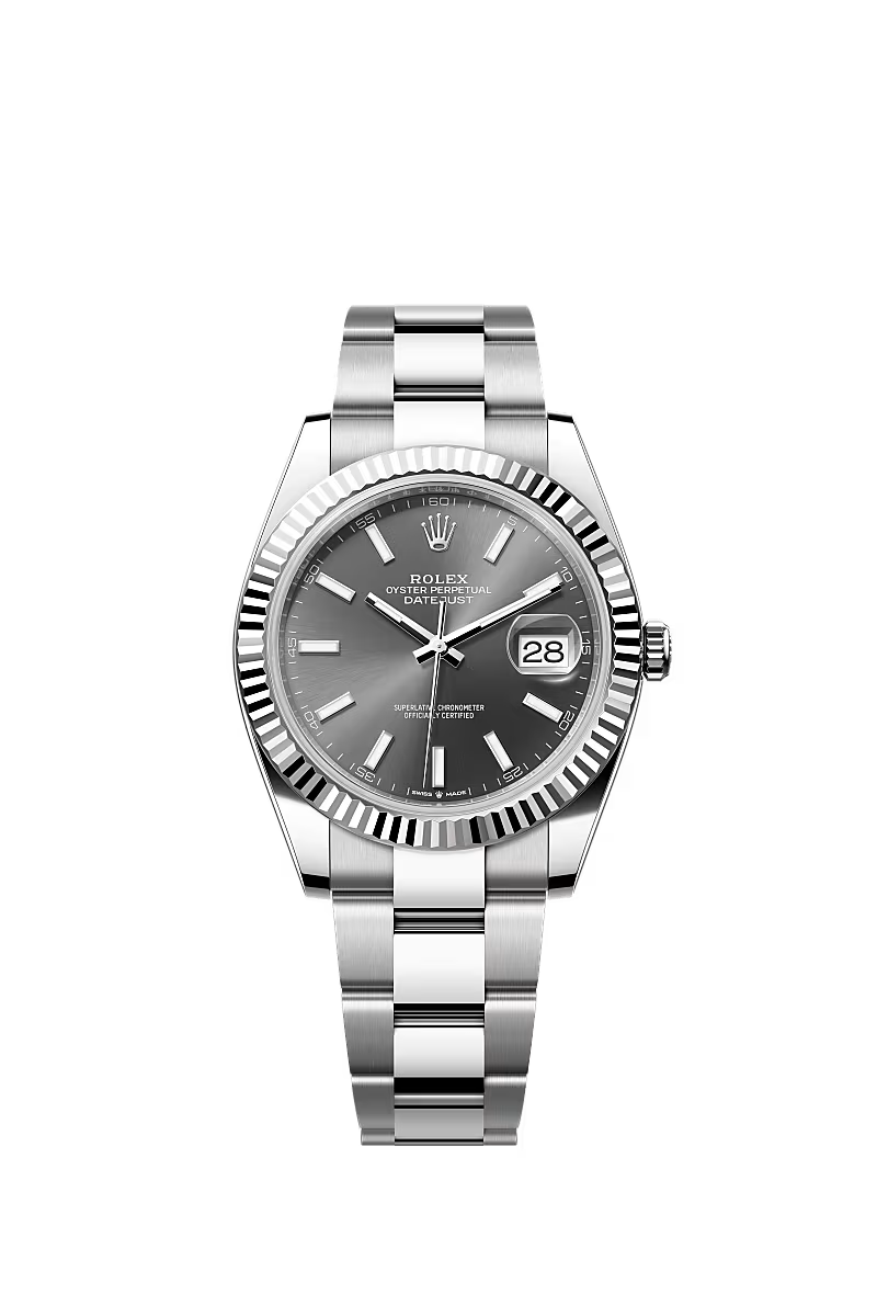 Rolex Datejust 41mm – White Gold Rolesor Case & Stainless Steel Bracelet – Rhodium Dial – Fluted Bezel – Oyster Bracelet – 126334 – 2024