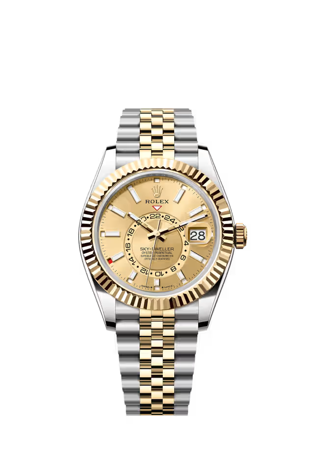 Rolex Sky-Dweller 42mm - Two-Tone Yellow Gold & Stainless Steel - Champagne Index Dial - Fluted Bezel - Jubilee Bracelet -  336933