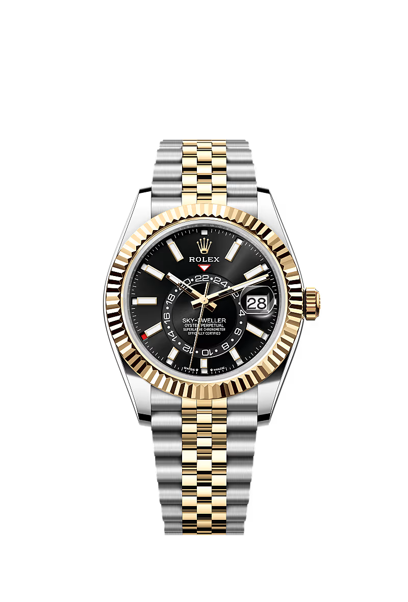 Rolex Sky-Dweller 42mm - Two-Tone Yellow Gold & Stainless Steel - Black Dial - Fluted Bezel - Jubilee Bracelet - 336933 - 2025