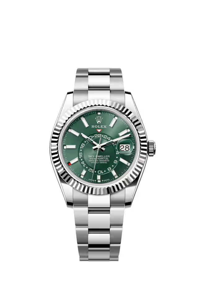 Rolex Sky-Dweller 42mm - Stainless Steel - Green Dial - Fluted Bezel - Oyster Bracelet - 336934