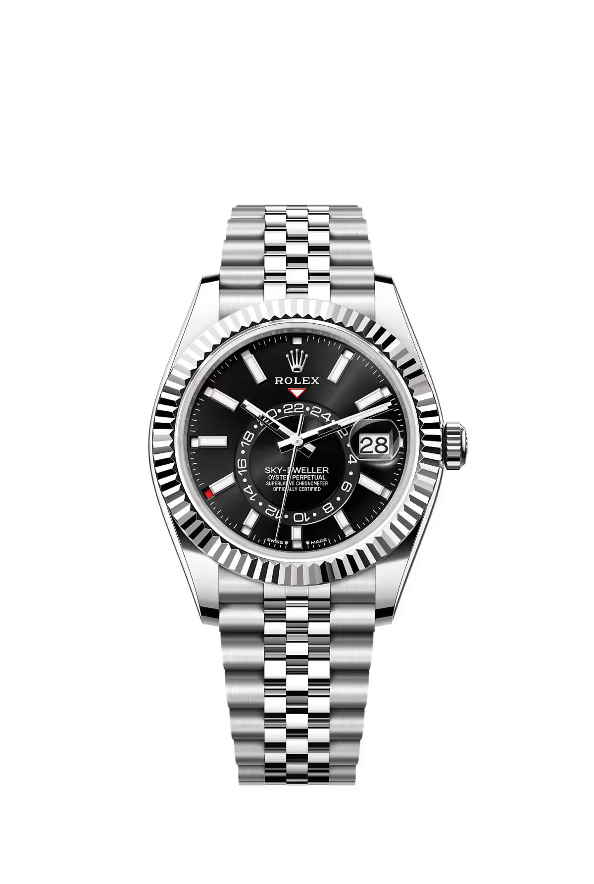 Rolex Sky-Dweller 42mm - Stainless Steel - Black Dial - Fluted Bezel - Jubilee Bracelet - 336934