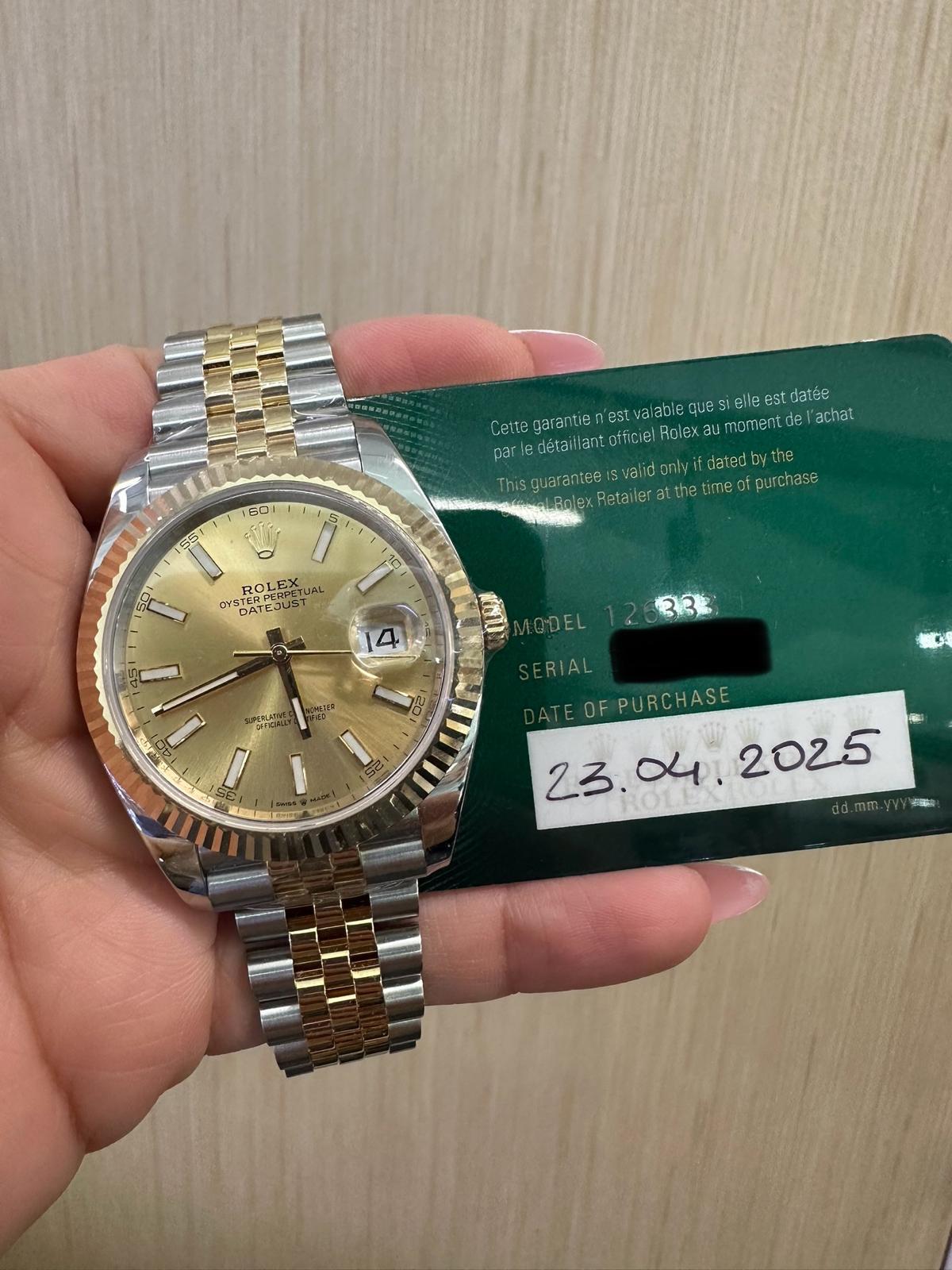 Rolex Datejust 41mm – Two-Tone Yellow Gold & Stainless Steel – Champagne Index Dial – Fluted Bezel – Jubilee Bracelet – 126333 – 2025