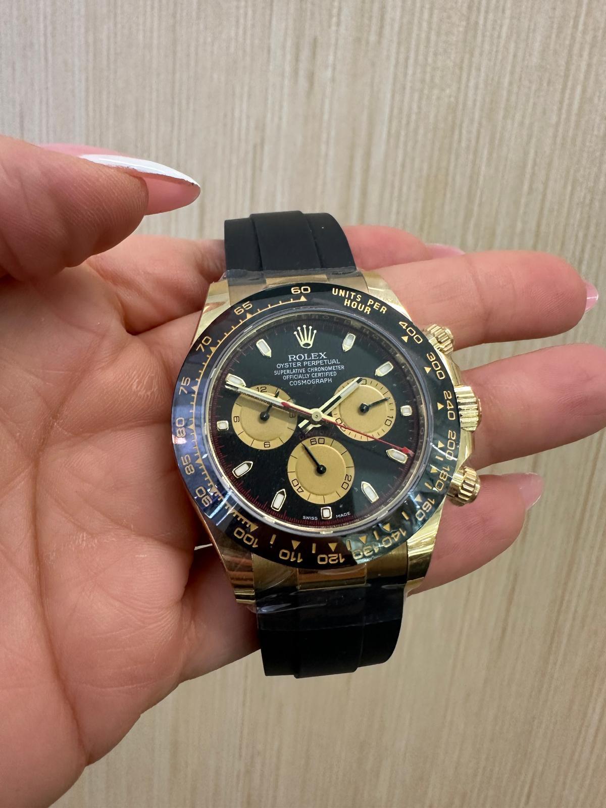 Rolex Cosmograph Daytona 40mm - Yellow Gold - Black Paul Newman Index Dial - Black Cerachrom Bezel - Black Oysterflex Strap - 116518LN - NO CARD, NAKED