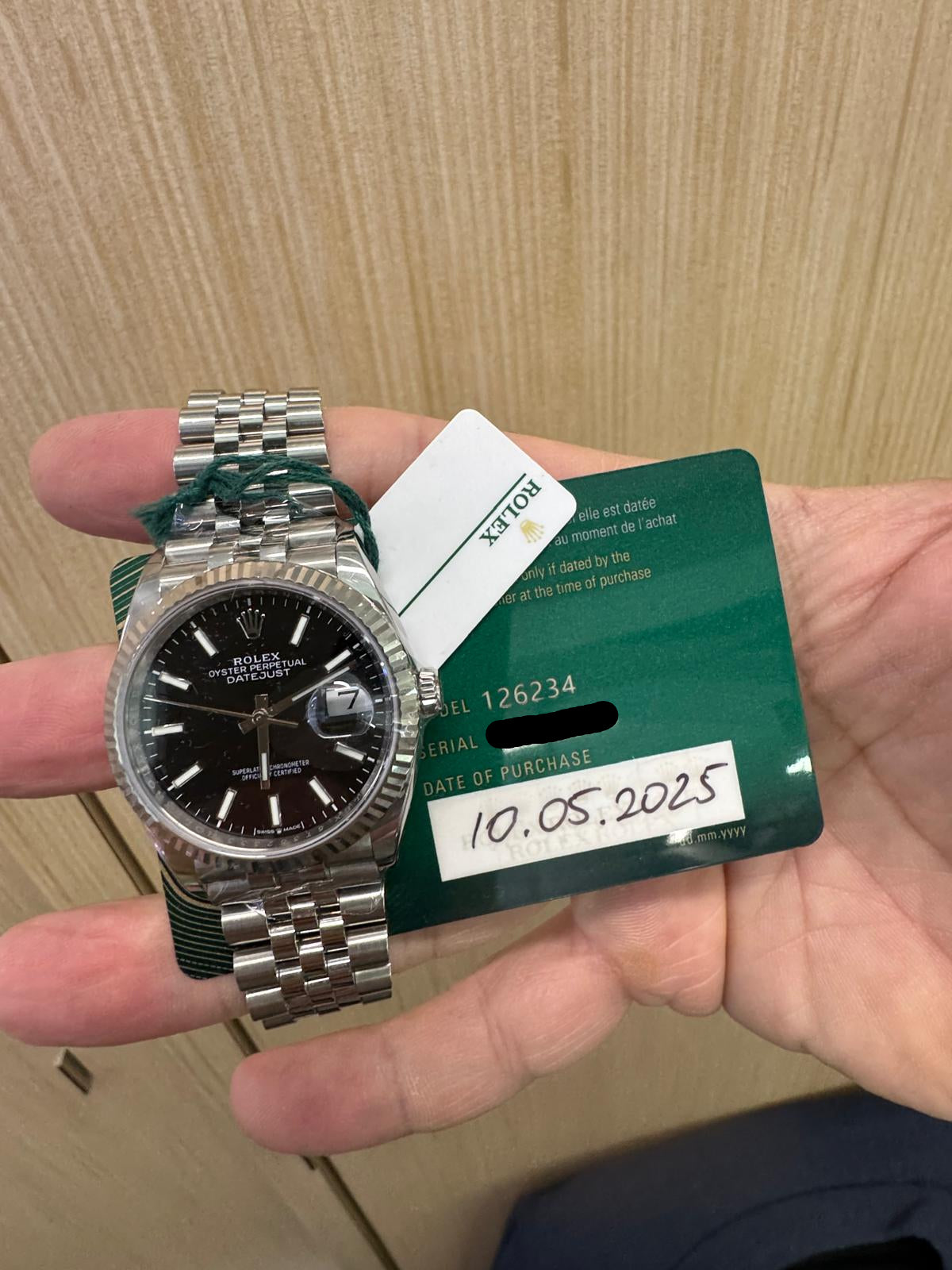 Rolex Datejust 36mm – White Gold Rolesor Case & Oystersteel – Black Dial – Fluted Bezel – Jubilee Bracelet – 126234 – 2025