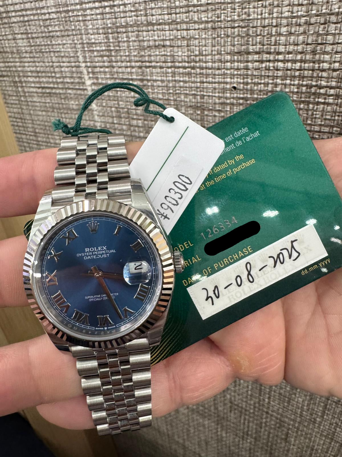 Rolex Datejust 41mm – White Gold Rolesor Case & Stainless Steel Bracelet – Blue Roman Dial – Fluted Bezel – Jubilee Bracelet – 126334 – 2025