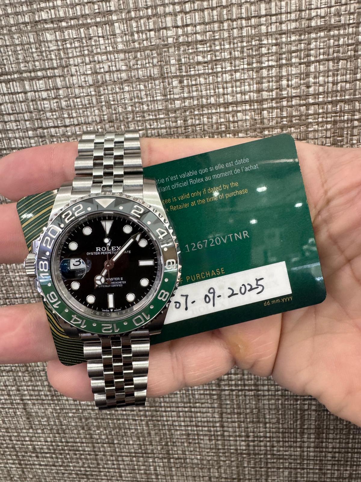 Rolex GMT-Master II "Sprite" 40mm – Stainless Steel – Black Dial – Green and Black Cerachrom Bezel – Jubilee Bracelet - 126720VTNR - 2025