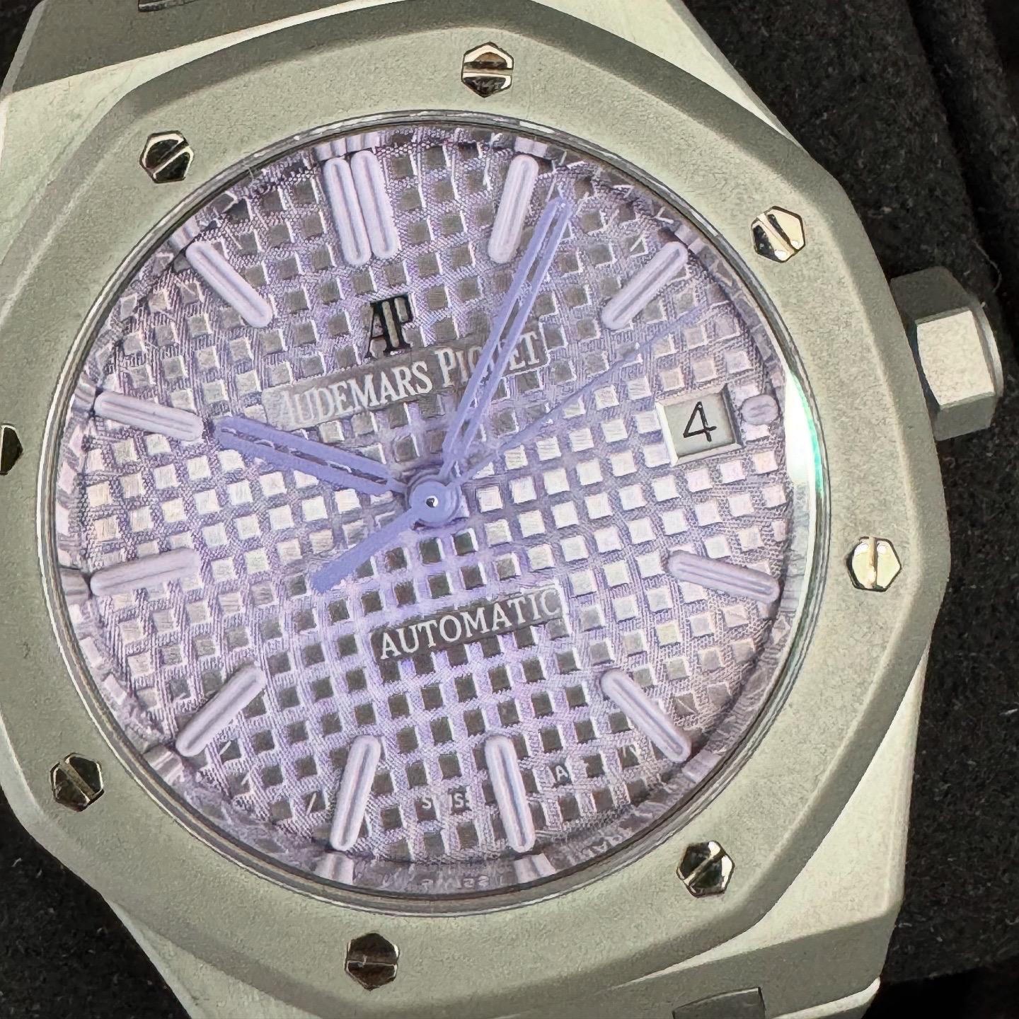 1 OF 1 Audemars Piguet Royal Oak 37mm – Stainless Steel – Lilac Dial (Custom MAD PARIS Edition) – Fixed Bezel – Stainless Steel Bracelet – 15450ST – 2015