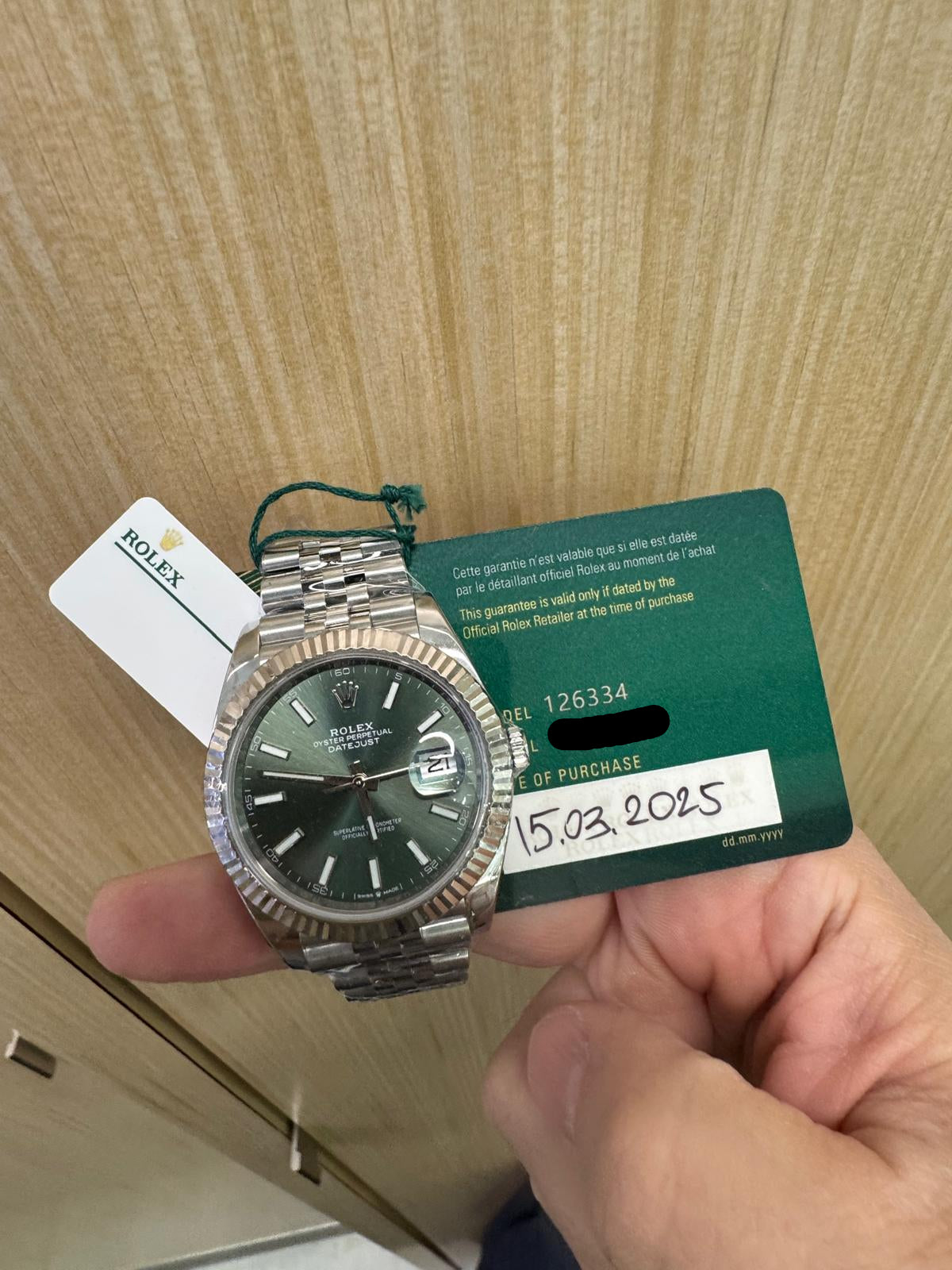 Rolex Datejust 41mm – White Gold Rolesor Case & Stainless Steel Bracelet – Mint Dial – Fluted Bezel – Jubilee Bracelet – 126334 – 2025