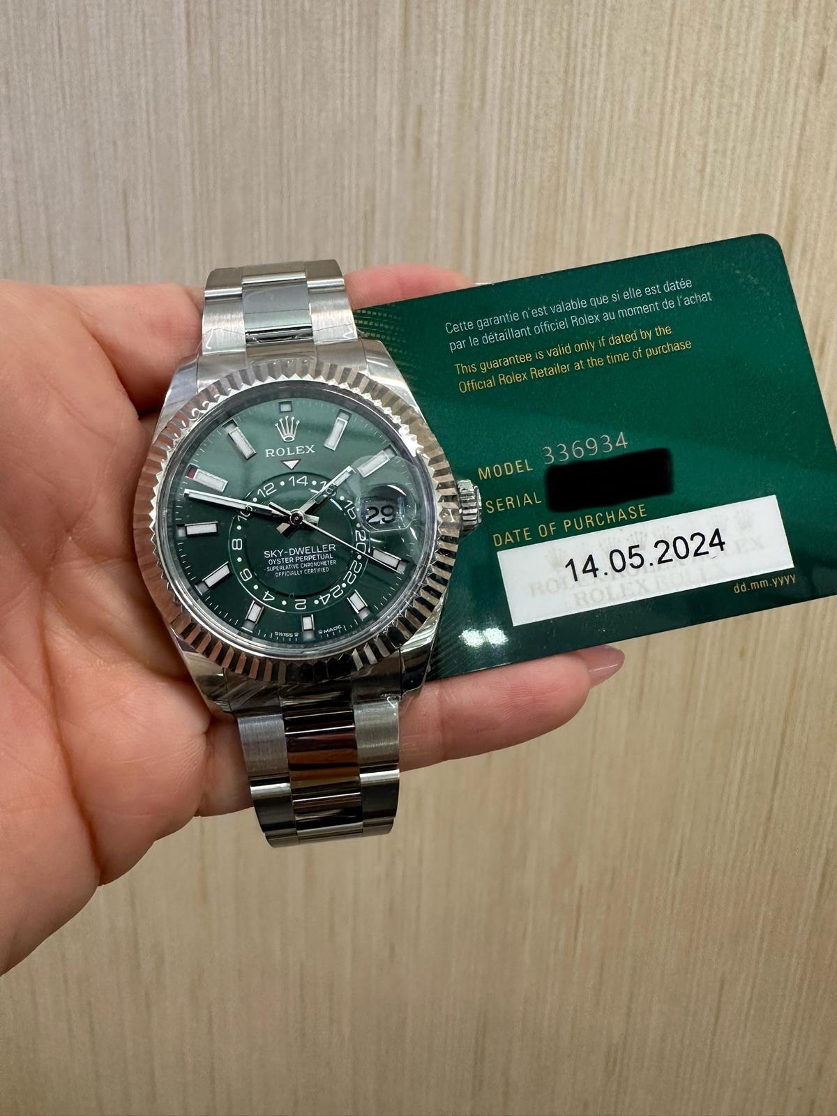 Rolex Sky-Dweller 42mm - Stainless Steel - Green Dial - Fluted Bezel - Oyster Bracelet - 336934 - 2024