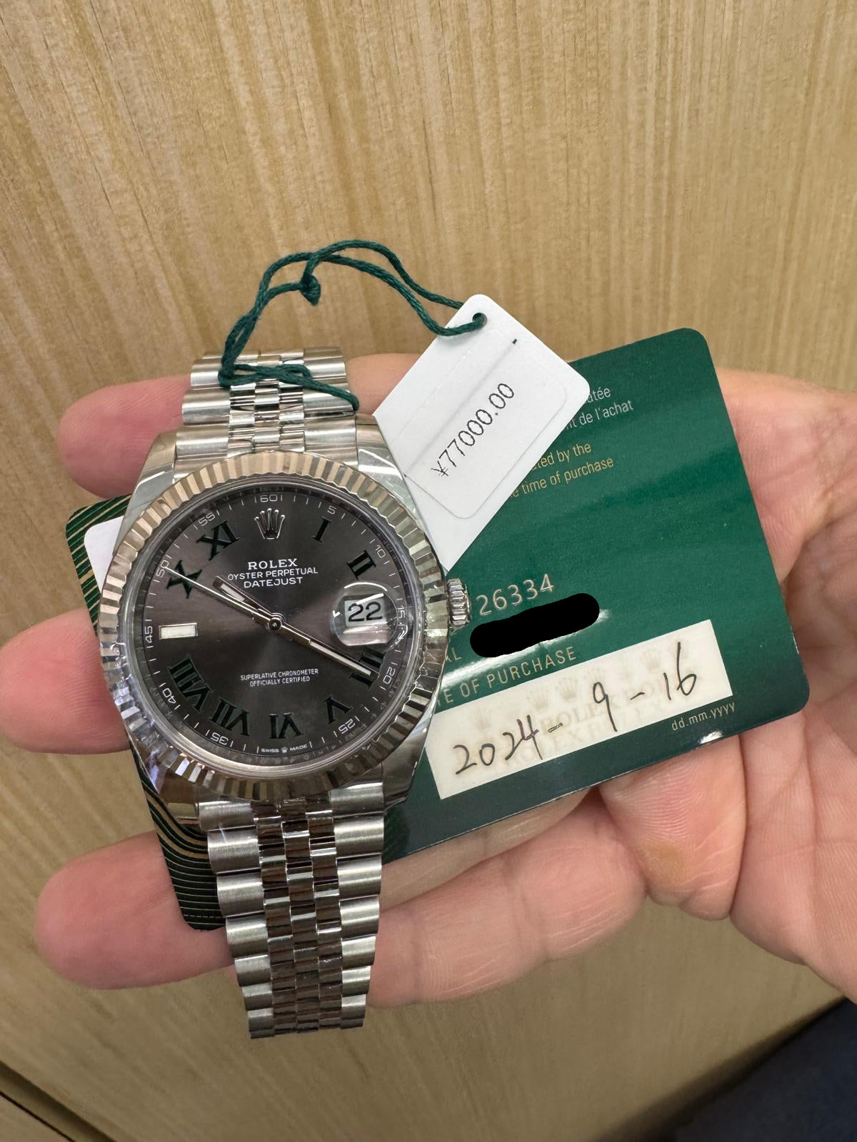 Rolex Datejust 41mm – White Gold Rolesor Case & Stainless Steel Bracelet – Wimbledon Dial – Fluted Bezel – Jubilee Bracelet – 126334 – 2024