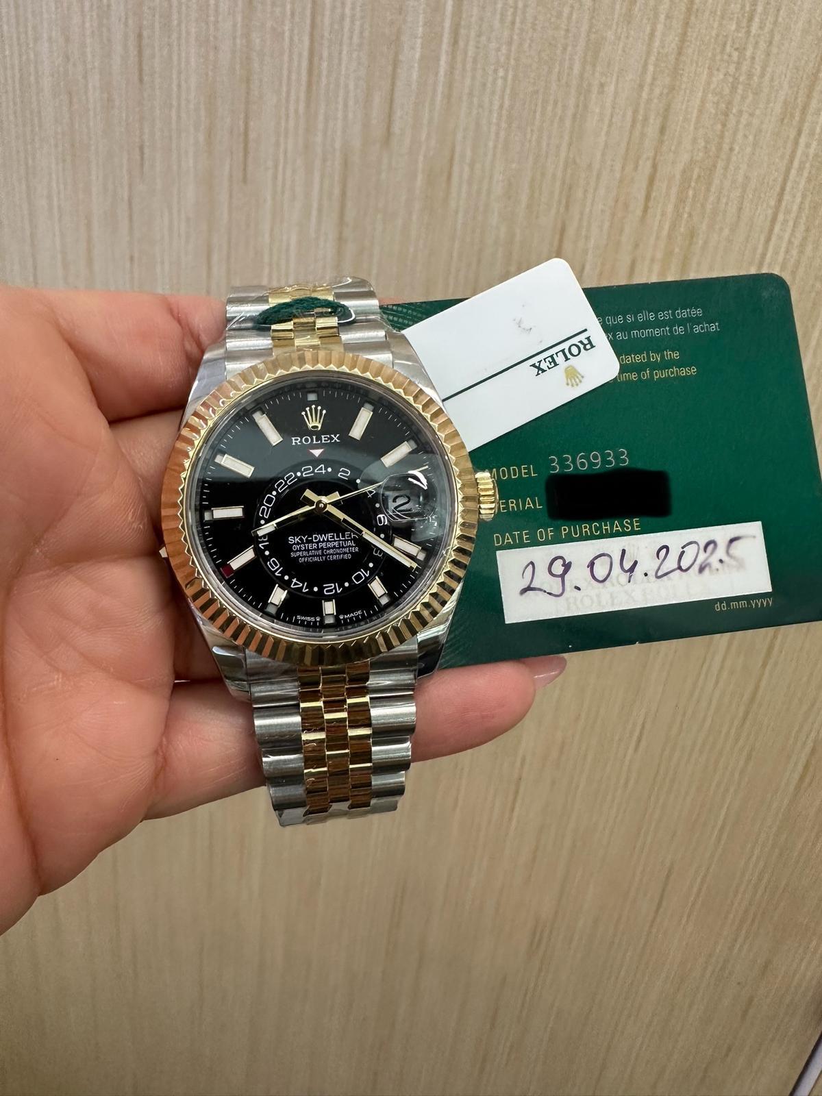 Rolex Sky-Dweller 42mm - Two-Tone Yellow Gold & Stainless Steel - Black Dial - Fluted Bezel - Jubilee Bracelet - 336933 - 2025