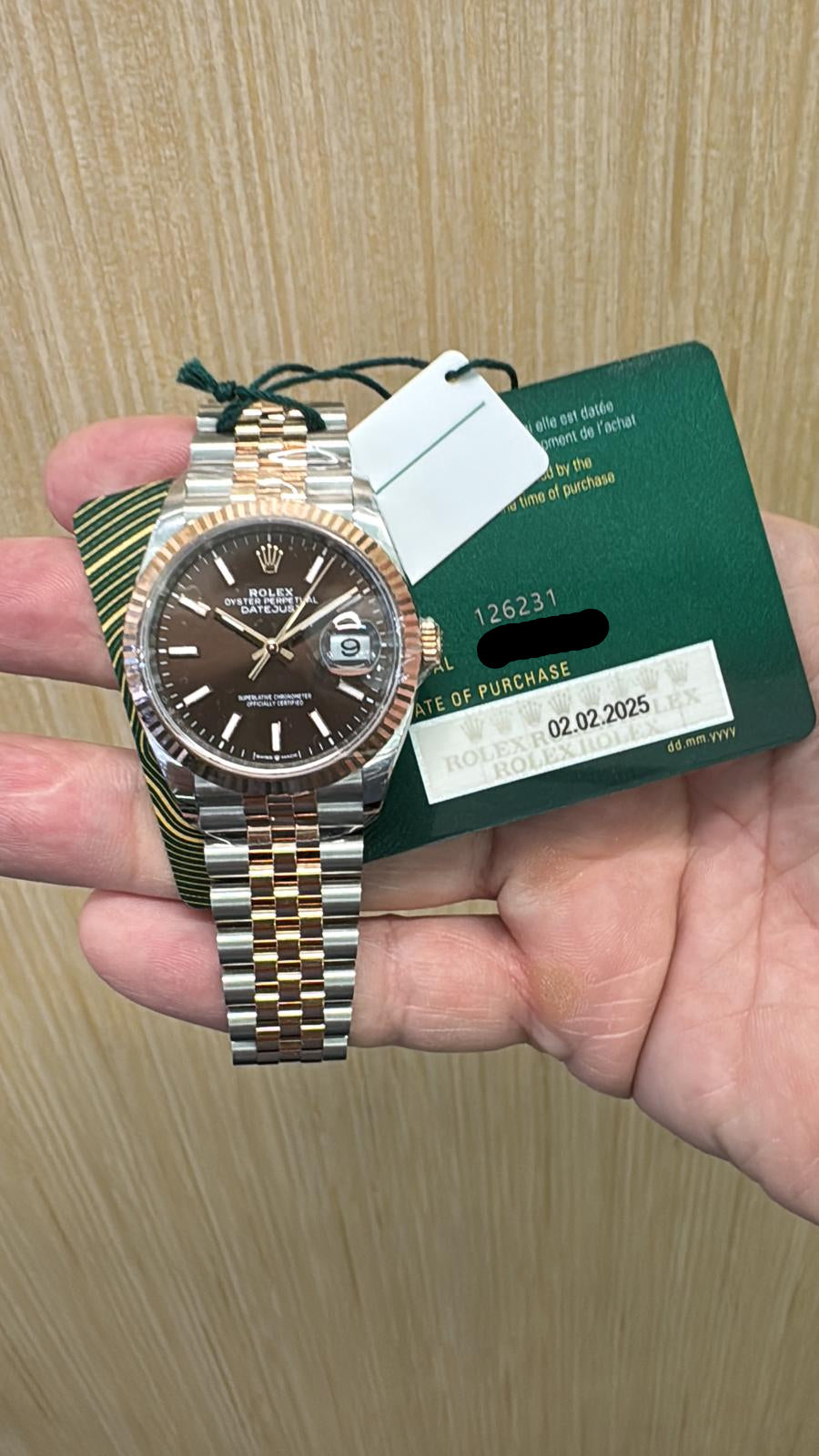 Rolex Datejust 36mm – Two‑Tone Everose Gold & Oystersteel – Chocolate Dial – Fluted Bezel – Jubilee Bracelet – 126231 – 2025