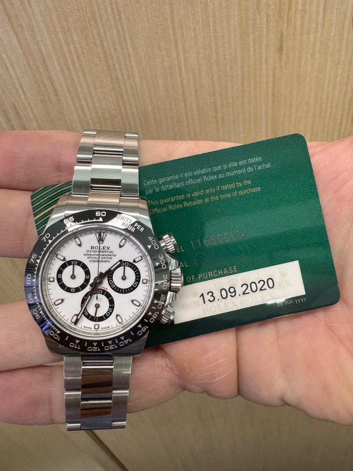 Rolex Cosmograph Daytona 40mm - Stainless Steel - White Index Dial - Black Cerachrom Bezel -  Oyster Bracelet - 116500LN - 2020