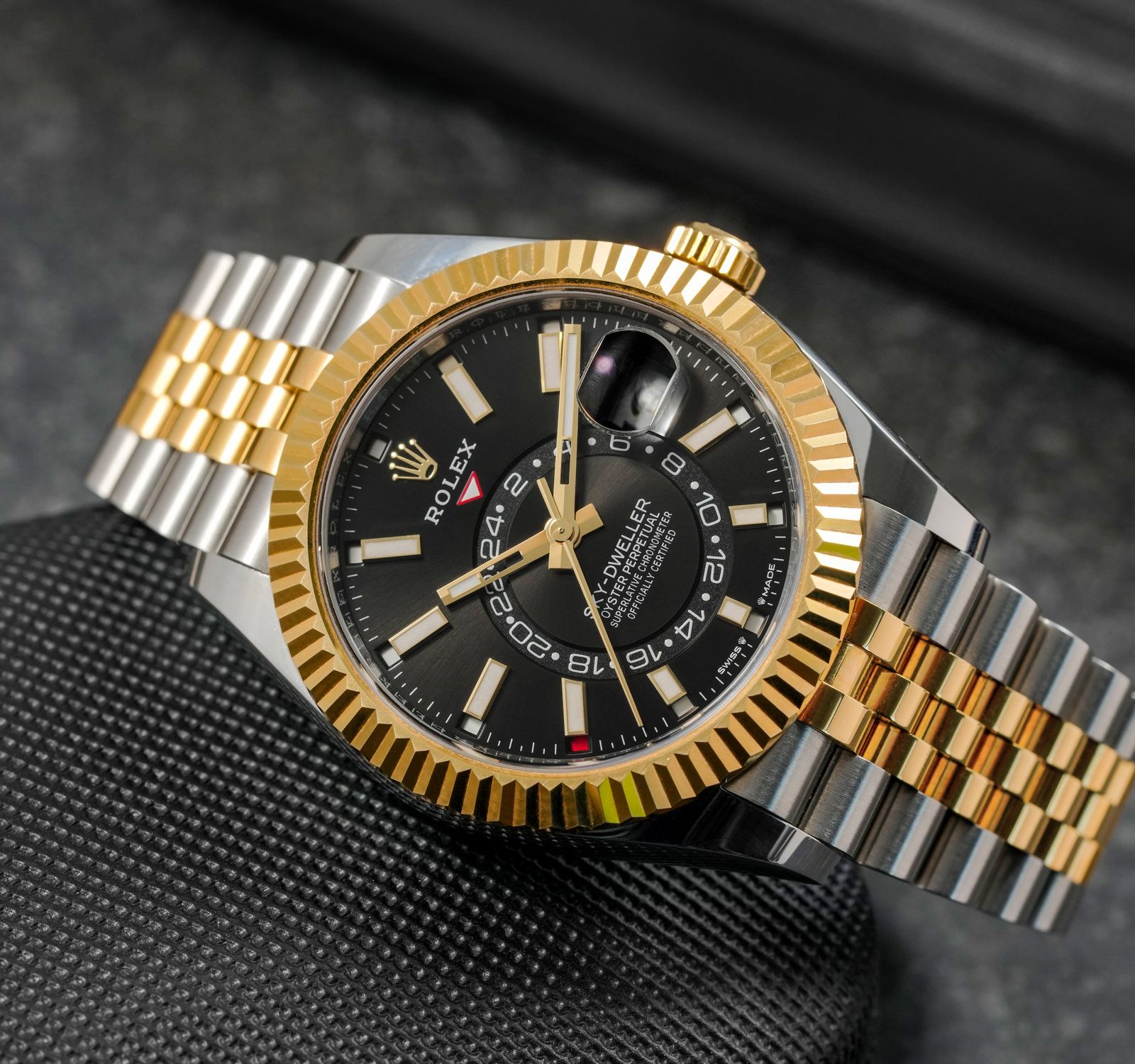 Rolex Sky-Dweller 42mm - Two-Tone Yellow Gold & Stainless Steel - Black Dial - Fluted Bezel - Jubilee Bracelet - 336933 - 2025