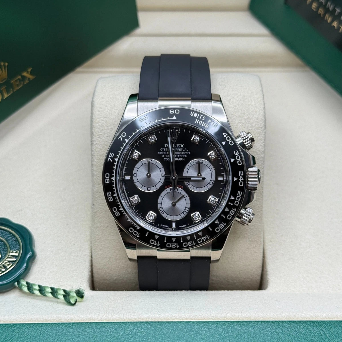 Rolex Cosmograph Daytona 40mm - White Gold - Black And Steel Diamond Dial - Black Cerachrom Bezel - Oysterflex Strap - 126519LN - 2025