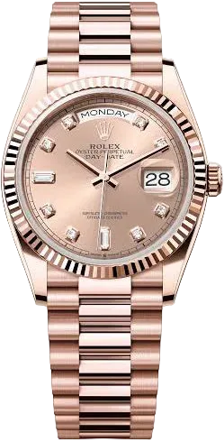 Rolex Day-Date 36mm - Everose Gold - Sundust/Pink Diamond Dial - Fluted Bezel - Presidential Bracelet - 118235 - 2013