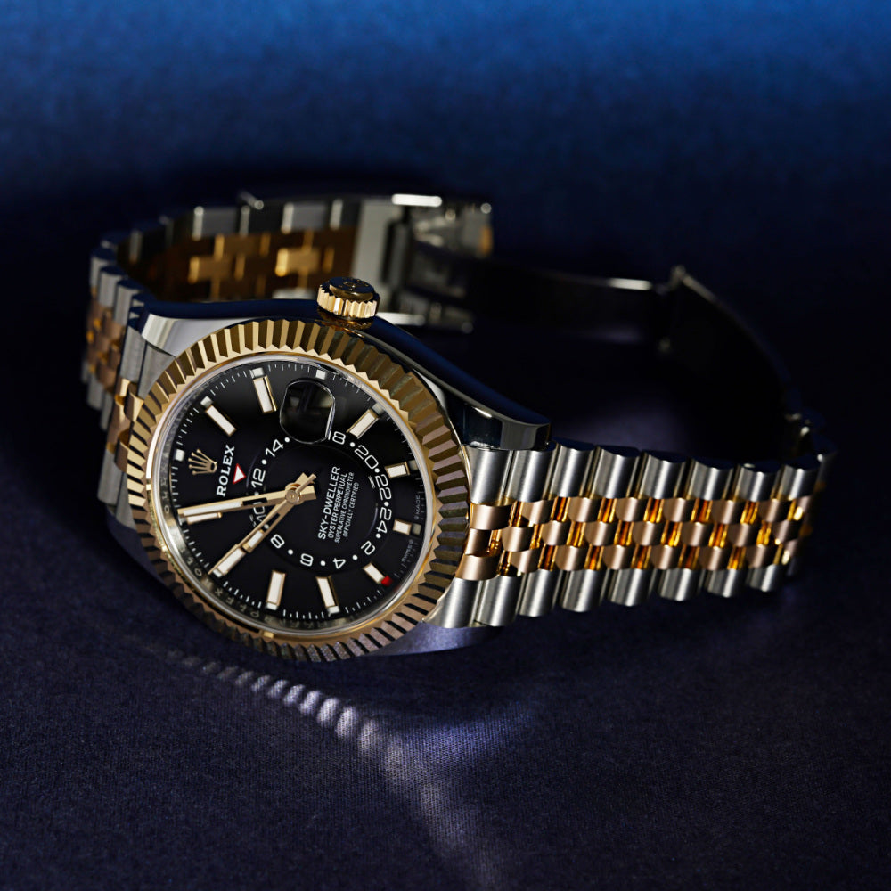 Rolex Sky-Dweller 42mm - Two-Tone Yellow Gold & Stainless Steel - Black Dial - Fluted Bezel - Jubilee Bracelet - 336933 - 2025